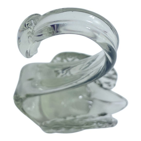 Vintage Hand Blown - Clear Glass - Long Neck Swan Figurine - Trinket Dish - Picture 6 of 9